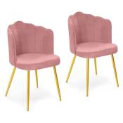 Lot de 2 chaises coquillage adella rose en velours pieds dorés - Rose