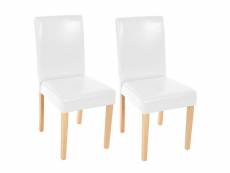 Lot de 2 chaises de salle à manger synthétique blanc pieds clairs cds04047