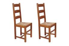 Lot de 2 chaises en bois assise paille