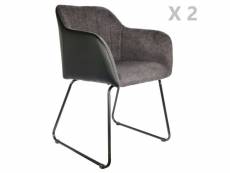 Lot de 2 fauteuils de table industriel memphis - gris