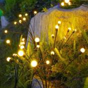 Lumière led solaire en forme de luciole étanche décoration de jardin extérieur lumière de paysage décorative, lumière de couleur chaude, 6 lumières