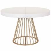 MENZZO Table ronde extensible Soare Blanc pieds Or