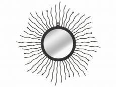Miroir mural forme soleil 60 cm acier noir dec022708