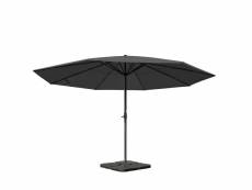 Parasol meran pro, parasol pour marché sans volants, ø 5m polyester/alu 28 kg ~ anthracite avec socle