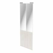 Porte de placard coulissante atelier vitrée bois nordique avec cadre blanc GoodHome Arius H. 248 5 x L. 91.2 cm