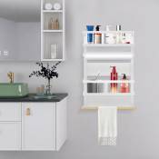 Porte-Épices Multifonctionnel convient Haloyo®,pour Réfrigérateur, mur de Cuisine/Salle de Bainc,30 x 12 x 46 cm,blanc