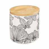 Pot à coton esprit floral - BLANC/NOIR - Ø 9,8 x 11 cm