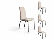 Quatuor de chaises tissu marron clair - maunganui - l 43 x l 58 x h 94 cm - neuf