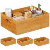 Relaxdays - 4x Caisse de rangement bambou, solide, boîte sans couvercle, h x l x p : 40 x 30 x 14 cm, salle de bain, cuisine, nature