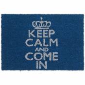 Relaxdays - Paillasson „Keep Calm and Come“ Tapis de sol fibres de coco tapis de plancher accueil porte entrée natte essuie-pieds antidérapant PVC