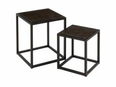 Set de 2 tables gigognes carrées basses goji métal noir 20100991217