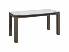 Subleem table extensible 180 à 240 cm niilo verre blanc et taupe 10731BT