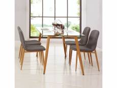 Table à manger en verre + 4 chaises scandinave loa