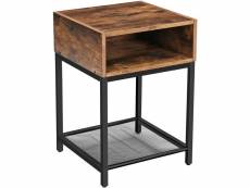 Table de chevet console appoint style industriel bois et métal noir helloshop26 12_0001043