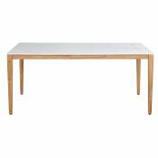 Table de jardin en bois d'acacia et composite effet marbre blanc 8 personnes