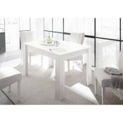 Table extensible 137x90, Collection fall, couleur blanc laqué brillant - Blanc