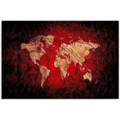 Tableau bois carte du monde rustique - 40 x 30 cm -