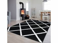 Tapiso luxury tapis moderne carré noir blanc fin 160 x 220 cm L889C BLACK 1,60-2,20 LUXURY PP ESM