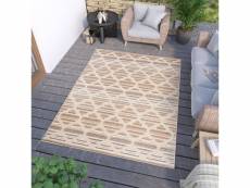 Tapiso patio tapis extérieur intérieur beige gris marron marocain 3d 120x170 ED33D CREAM 1,20-1,70 PATIO CTL