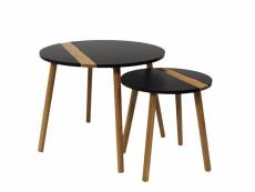 Trazen - lot de 2 tables gigognes noires et relief bambou