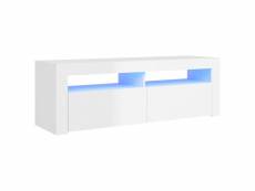Vidaxl meuble tv avec lumières led blanc brillant 120x35x40 cm