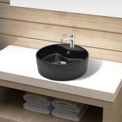 Vidaxl - Vasque rond à trou robinet/trop-plein céramique pour salle de bain