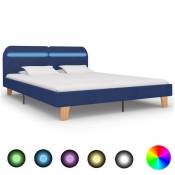 Vidaxl vidaXL Cadre de lit avec LED Bleu Tissu 160 x 200 cm