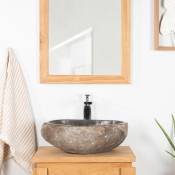 Wanda Collection - Vasque à poser en pierre naturelle salle de bain galet 30 cm - Gris