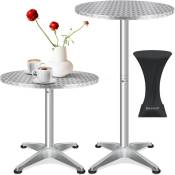 2in1 table haute table de bistrot aluminium plateau inox réglable en hauteur 70cm / 115cm table de fête table In & Outdoor mariage réception argent /