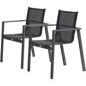 Alu-miami - Lot de 2 fauteuils de jardin empilables