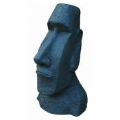 Anaparra - Statue de tête de Pâques Moaï pour les extérieurs, en pierre reconstituée. 23X20X40cm. Noir