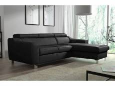 Canapé d'angle en cuir italien de luxe 5 places astra, noir, angle droit
