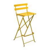 Chaise de bar pliante Bistro / H 74 cm - Fermob jaune en métal
