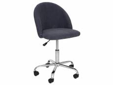 Chaise de bureau en velours coloris gris foncé avec pieds en métal - longueur 54 x profondeur 57.5 x hauteur 77-89 cm