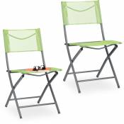 Chaise de jardin, 2, fauteuil pliable , balcon, terrasse, fauteuil de camping, métal jusqu'à 120 kg robuste - Relaxdays
