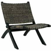 Chaise de relaxation Noir Rotin naturel kubu et bois