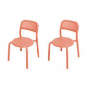 Chaise empilable Toní / Set de 2 - Aluminium perforé - Fatboy orange en métal
