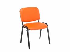 Chaise visiteur assise rembourrée en synthétique orange bur10074