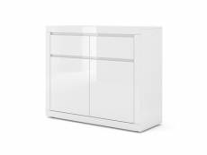 Commode rangement meuble tv bella blanco 89x105x40cm