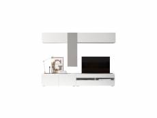 Composition tv bois blanc-laque taupe clair - camelia - l 255 x l 45 x h 185 cm - neuf