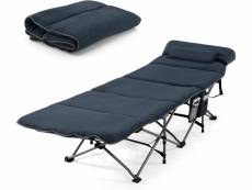 Costway lit de camping pliant avec matelas et oreiller amovibles, lit de couchage portable avec sac de transport, lit simple pour adulte et enfant, ch