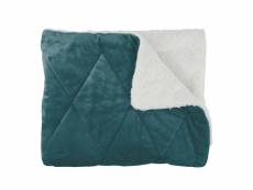 Couvre lit flanelle sherpa vert home deco factory TX9156