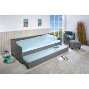 Dmora - Canapé-lit avec lit gigogne, en pin teinté gris, 97x208x62 cm, avec emballage renforcé