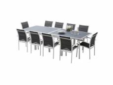 Ensemble table et chaises de jardin modulo 10 places blanc/gris perle W_603240