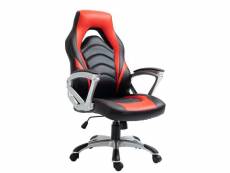 Fauteuil gamer chaise gaming console bureau sur roulettes en synthétique noir et rouge bur10607