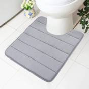 Fortuneville - Tapis de toilette doux antidérapant en mousse à mémoire de forme avec découpe 50 x 60 cm, tapis de bain absorbant sur pied, tapis de
