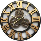 Gabrielle - Silencieux 3D Style européen rétro créatif Horloge Murale Industrielle engrenage Art personnalité Salon décoration Horloge,40CM