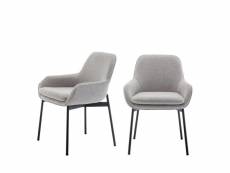 Haas - lot de 2 fauteuils de table en tissu et métal - couleur - gris clair