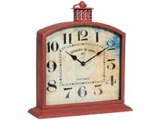Horloge d'appui fait en fer, finition rouge patinée l40xpr13xh47 cm