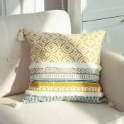 Housses de coussin décoratives capitonnées Boho pour canapé canapé - taie d'oreiller marocaine moderne avec glands, décoration d'accent grande taie
